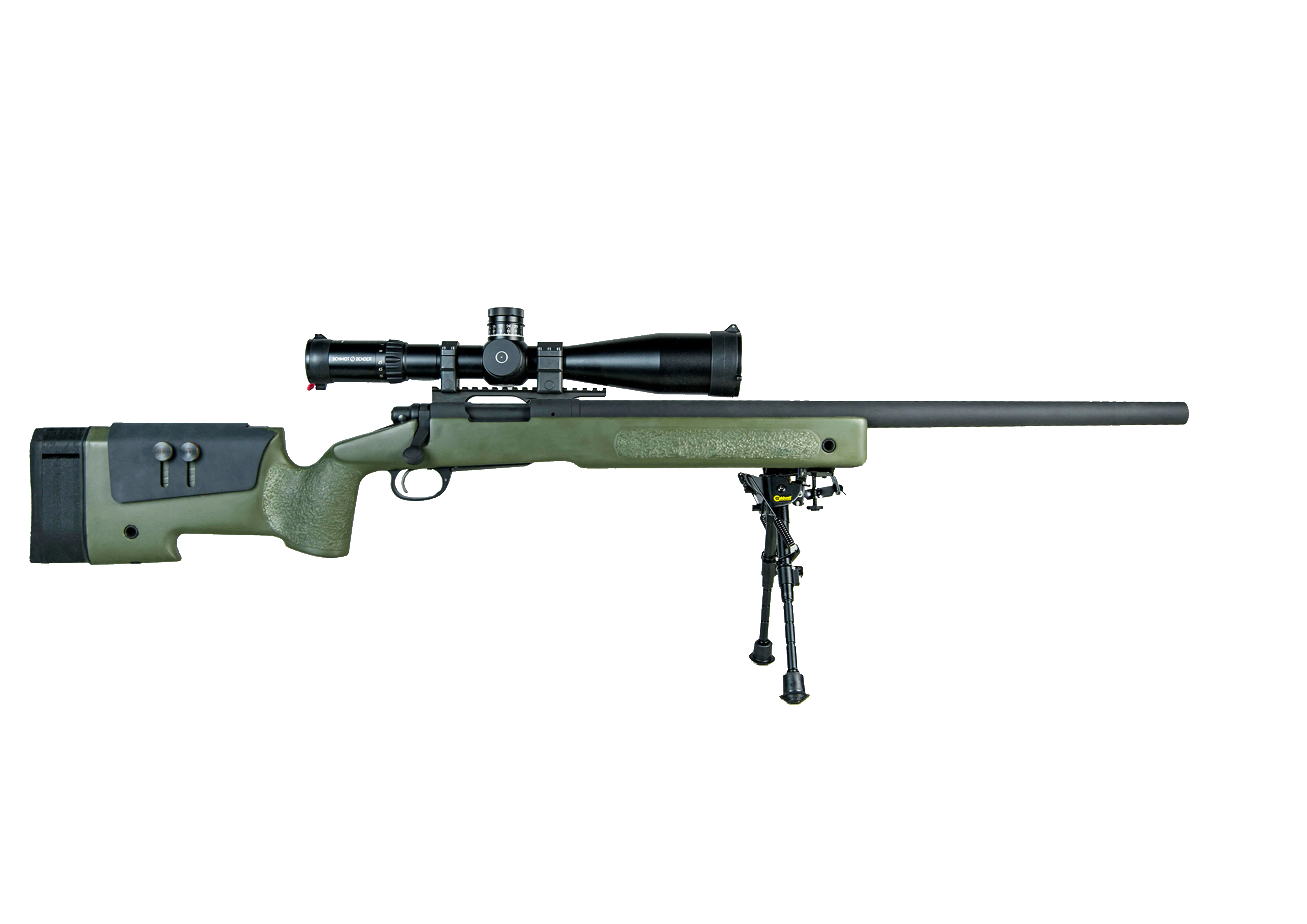Replica bolt-action con ottica montata, kit X-Fire configurazione sniper, sfondo bianco