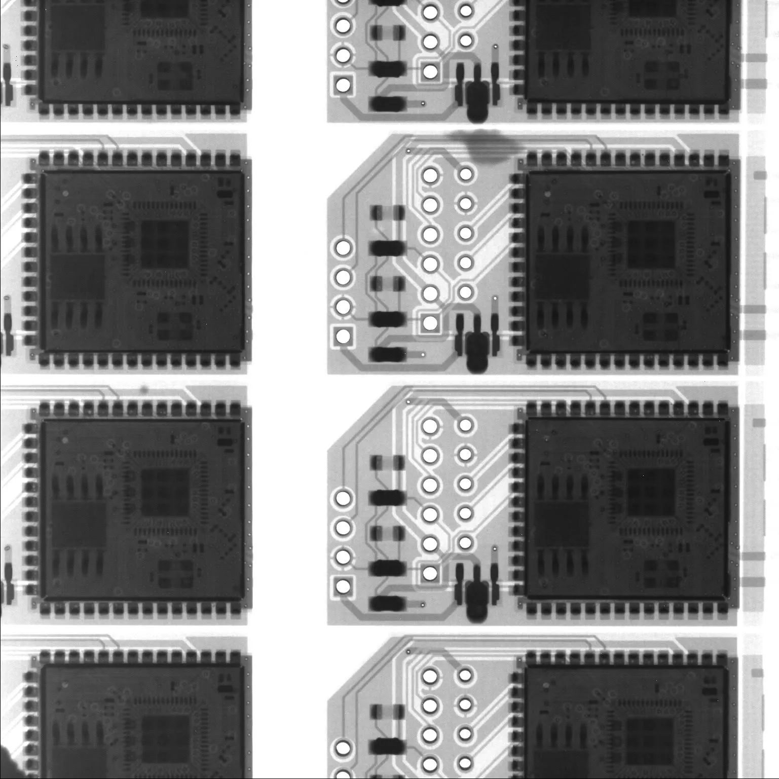 X-Tag circuit boards seen under X-ray during quality control