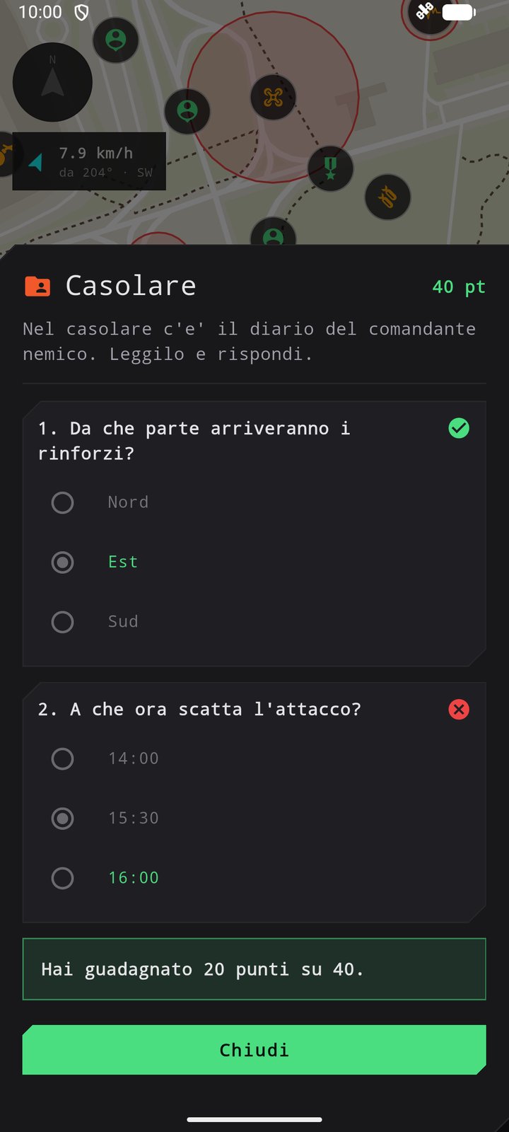L'esito di un obiettivo Intelligence con le risposte corrette