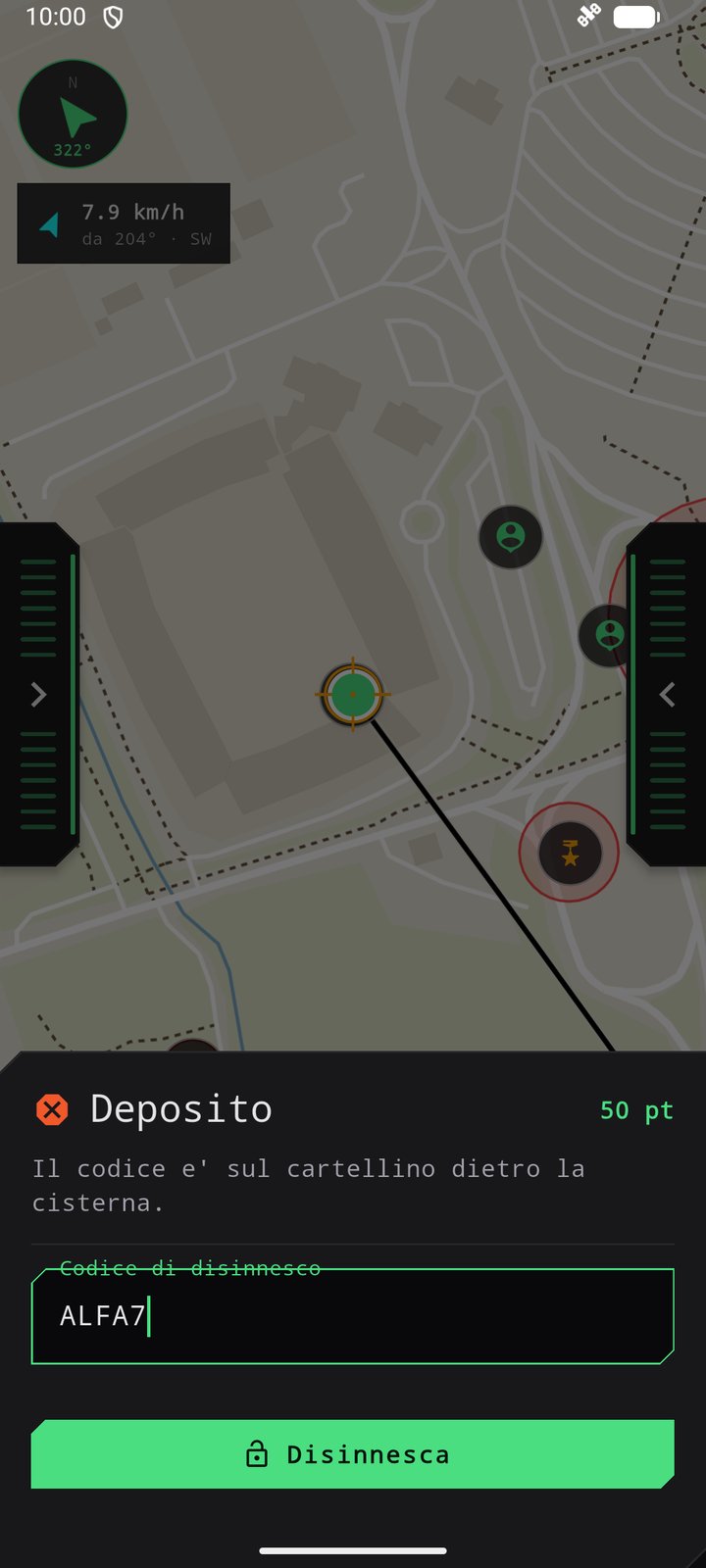 La schermata di inserimento del codice di disinnesco