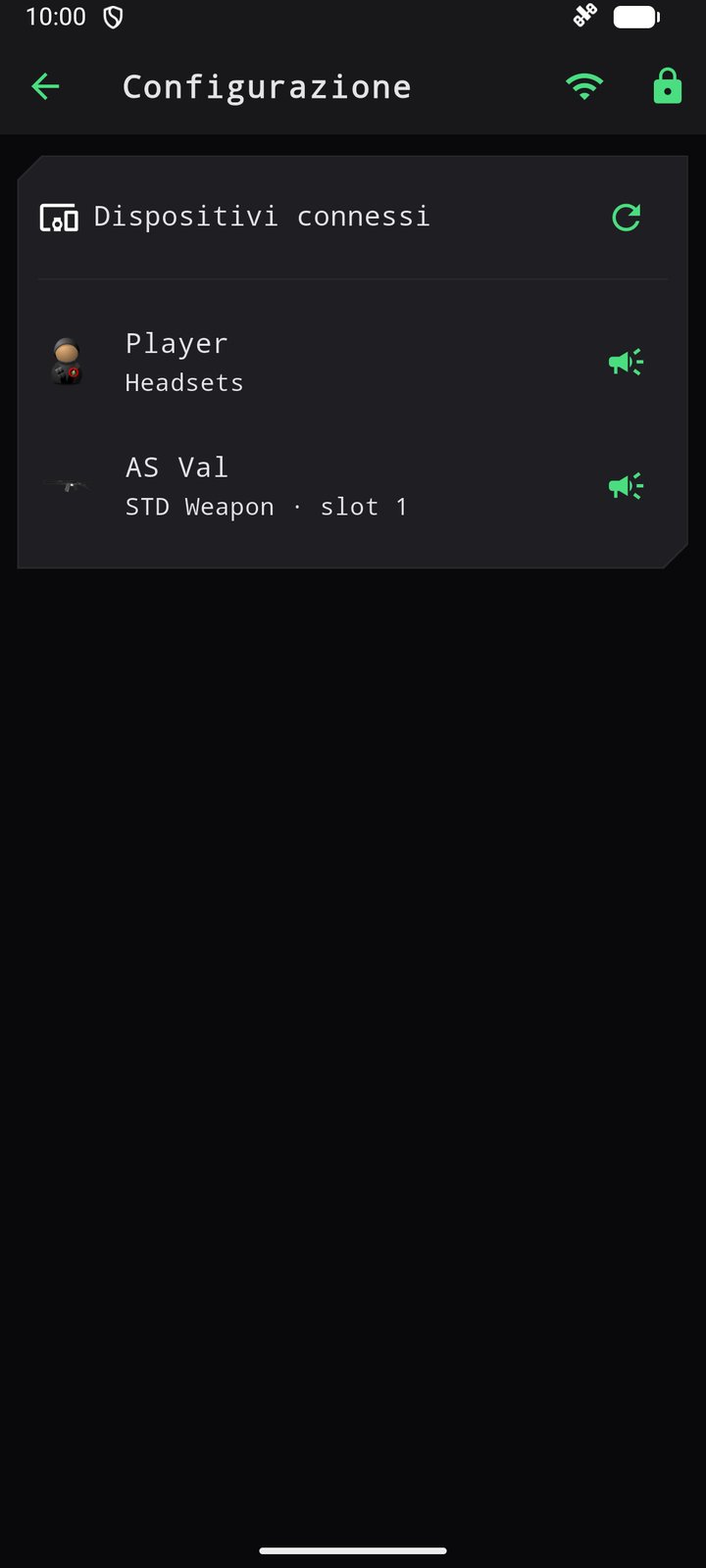 La lista dei dispositivi connessi con la versione del firmware