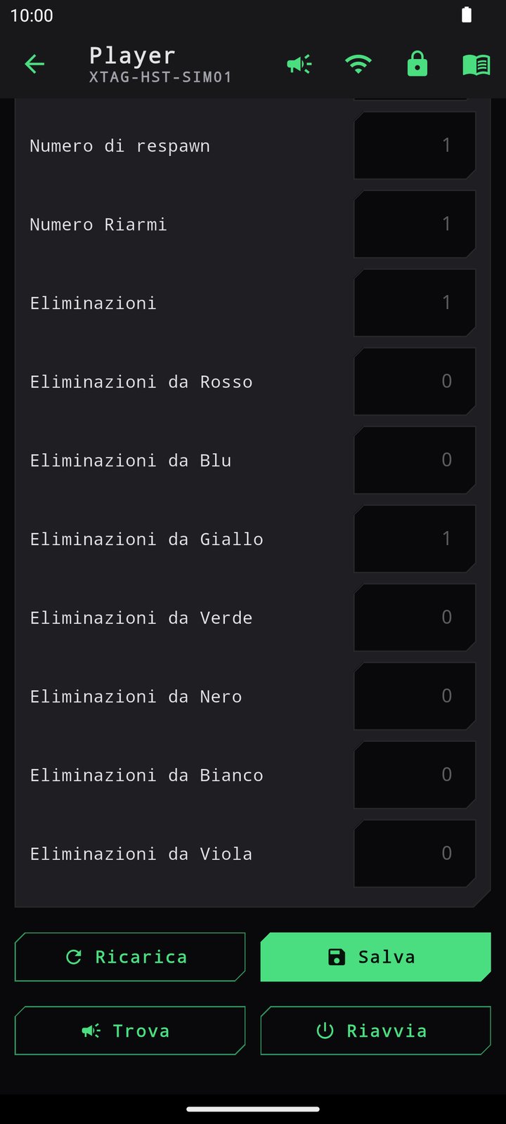 Fondo della pagina con Ricarica, Salva, Trova e Riavvia