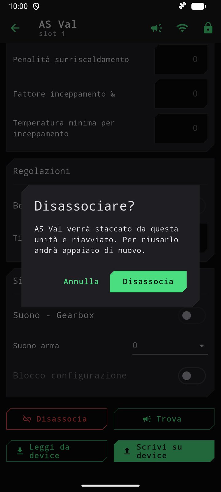 Richiesta di conferma prima di disassociare l'arma