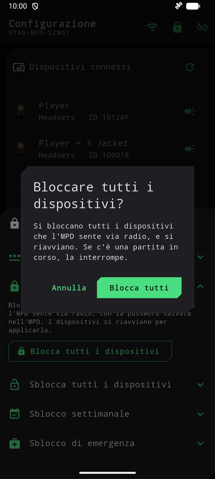 Conferma prima di bloccare tutti i dispositivi