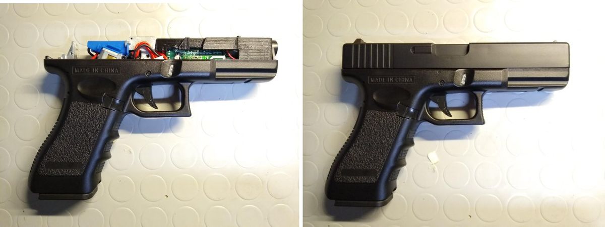 La Glock richiusa, prima e dopo il carrello