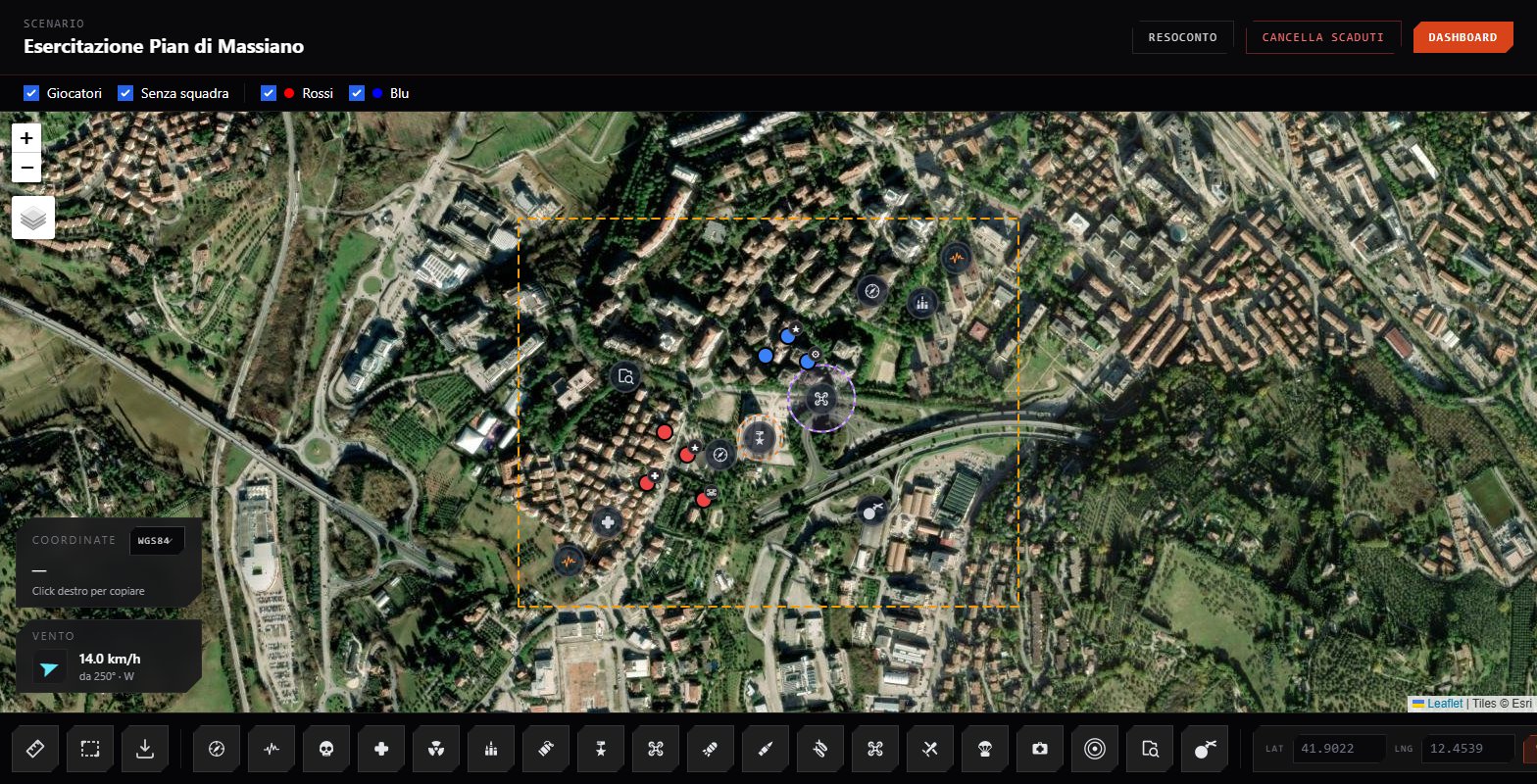 La mappa dello scenario con zone e giocatori